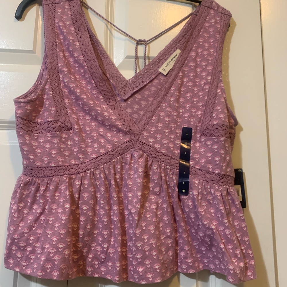 NWT Lucky Brand Geo Lace Trim Tank Top